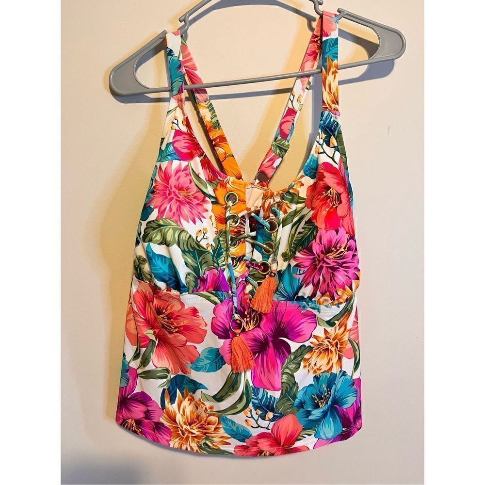 Terra & Sky Vibrant Floral Tankini Top 1X